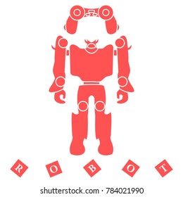 Toys for children: robot, remote control, cubes. Design for banner, poster or print.