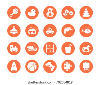 Toys circular icons set