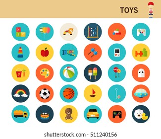 Toys concept flat icons.