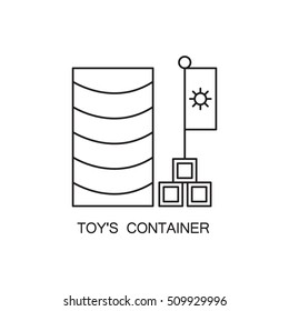 Toy's container line icon. Single high quality outline interior or technological pictogram for composition of children's room. Vector line element for design website, mobile app, logo, etc. 