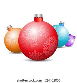 Toys and decorations for the Christmas tree on a white background, vector illustration. Set of design elements for greeting cards, New Year banners.