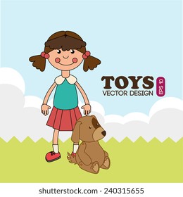 Toys design over landscape background, vector illustration.