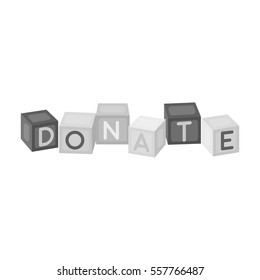 Toys donation icon in monochrome style isolated on white background. Charity and donation symbol stock vector illustration.