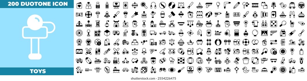 Toys Duotone Editable Icons set.