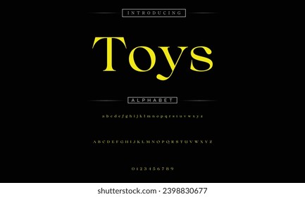 Toys Elegant Font Uppercase Lowercase and Number. Classic Lettering Minimal Fashion Designs. Typography modern serif fonts regular decorative vintage concept. vector illustration