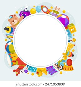 Toys frame in flat design