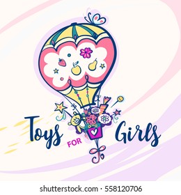 Toys for girls. Color balloon with butterfly.