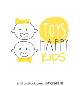 Toys happy kids logo colorful hand drawn vector Illustration