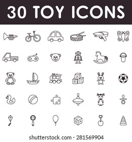 Toys icon collection. Vector outline illustration. 