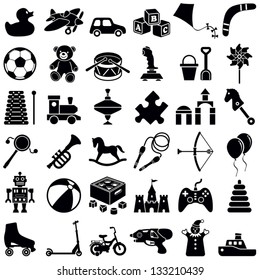 Toys icon collection - vector silhouette illustration