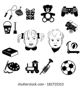 Toys icon collection - vector silhouette illustration