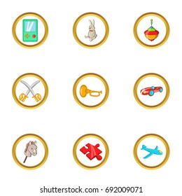 Toys icon set. Cartoon set of 9 toys vector icons for web isolated on white background