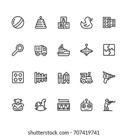 Toys Icon Set In Outline Style With Editable Stroke