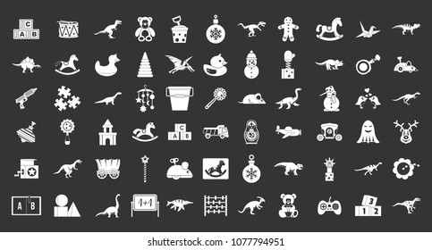 Toys icon set vector white isolated on grey background 