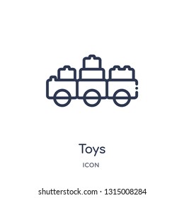 toys icon from shapes outline collection. Thin line toys icon isolated on white background.