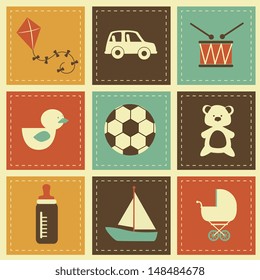 toys icons over cream background vector illustration 