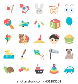 Toys icons set.