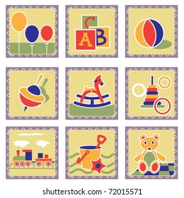 Toys icons set