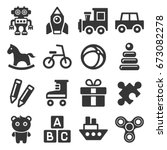 Toys Icons Set on White Background. Vector