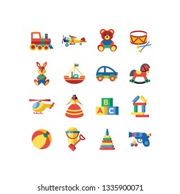 toys icons set on a white background