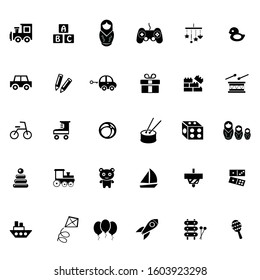 Toys Icons Set on White Background. Vector
