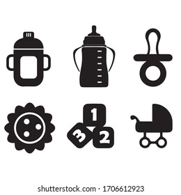 Toys Icons Set on White Background. Vector
