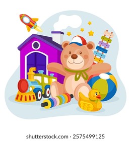 Toys illustration in flat design