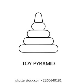 Toys for kids, children's pyramid line icon in vector, illustration for kids online store.