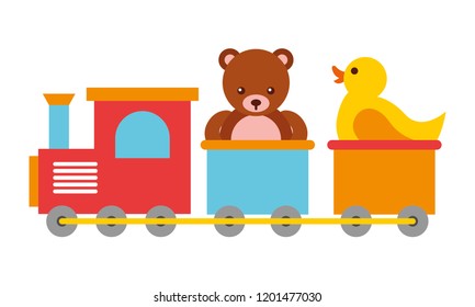 toys kids train bear and rubber duck