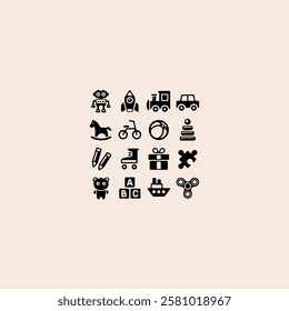 Toys logo set icon flat vector design.