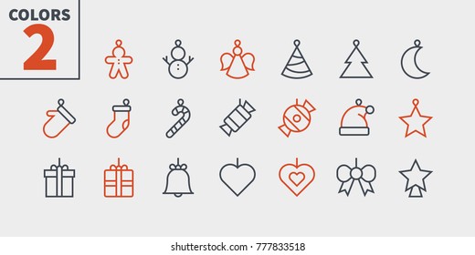 Toys on the Christmas tree Pixel Perfect icons Well-crafted Vector Thin Line Icons 48x48 Ready for 24x24 Grid for Web Graphics and Apps. Part 2 Colors 2