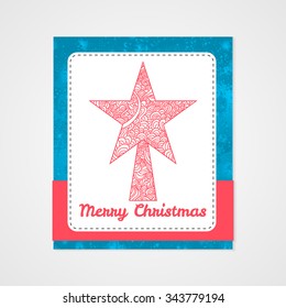 Toys on christmas tree - star. Christmas collection. Zentangle stylized vector illustration. 