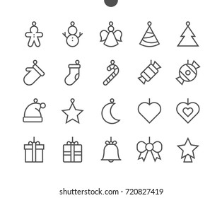 Toys on the Christmas tree UI Pixel Perfect Well-crafted Vector Thin Line Icons 48x48 Ready for 24x24 Grid for Web Graphics and Apps with Editable Stroke. Simple Minimal Pictogram Part 2-2