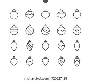 Toys on the Christmas tree UI Pixel Perfect Well-crafted Vector Thin Line Icons 48x48 Ready for 24x24 Grid for Web Graphics and Apps with Editable Stroke. Simple Minimal Pictogram Part 1-2