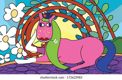 Toys on the hill. cartoon tools. tools in cartoon style vector illustration