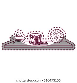 Toys on ledge icon