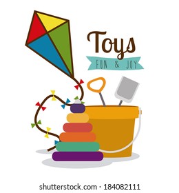 Toys on white background, vector illustration