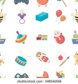 Toys pattern icons in cartoon style. Big collection toys vector symbol stock illustration