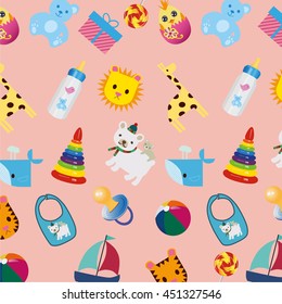 toys, pattern pink with pyramids and bear