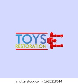 toys restoration logo for toys service company with robot illustration