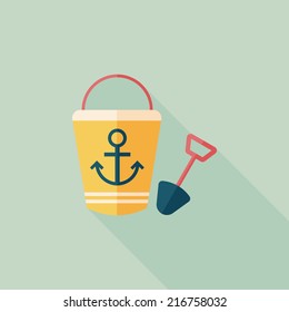 Toys for sand flat icon with long shadow,eps10