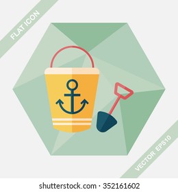 Toys for sand flat icon with long shadow,eps10
