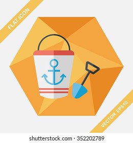 Toys for sand flat icon with long shadow,eps10