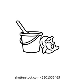 Toys for sandbox black line icon. Pictogram for web page, mobile app, promo.