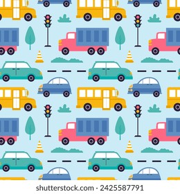 Toys Seamless Pattern Design with Boys and Girls Children Toy Equipment in Cartoon Flat Illustration