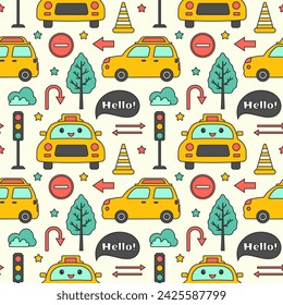Toys Seamless Pattern Design with Boys and Girls Children Toy Equipment in Cartoon Flat Illustration