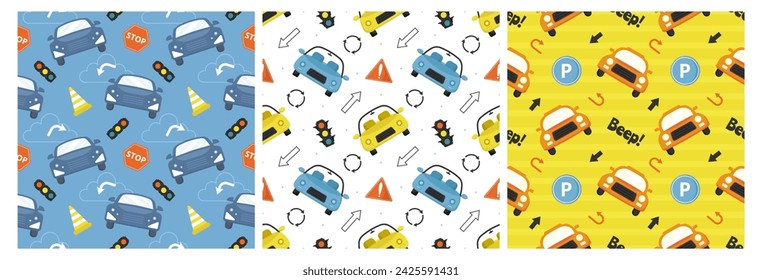 Toys Seamless Pattern Design with Boys and Girls Children Toy Equipment in Cartoon Flat Illustration