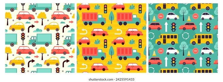 Toys Seamless Pattern Design with Boys and Girls Children Toy Equipment in Cartoon Flat Illustration