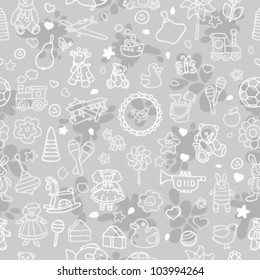 Toys seamless pattern - grey