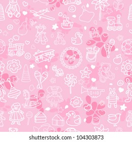 Toys seamless pattern - light pink